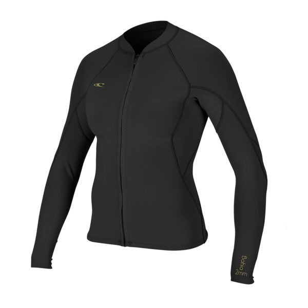 O'Neill Bahia 1/0.5mm Full Zip (Glide Black/Black/Black) Women's Wetsuit Top