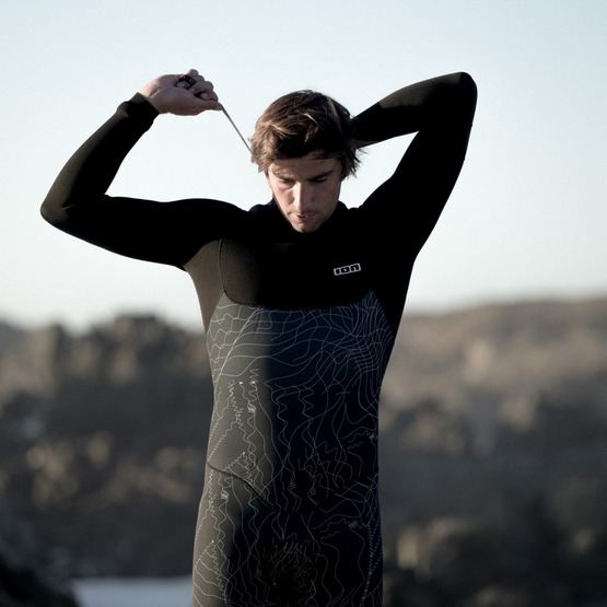 Mens wetsuit ION Seek Core 5/4 Back Zip Distorted-Black