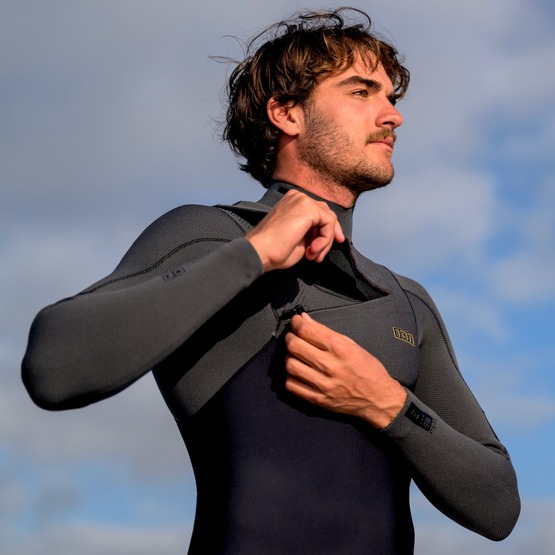 Mens wetsuit ION Seek Amp 3/2 Front Zip Black