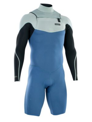 Mens wetsuit ION Element 2/2 Shorty LS Front Zip Cascade-Blue