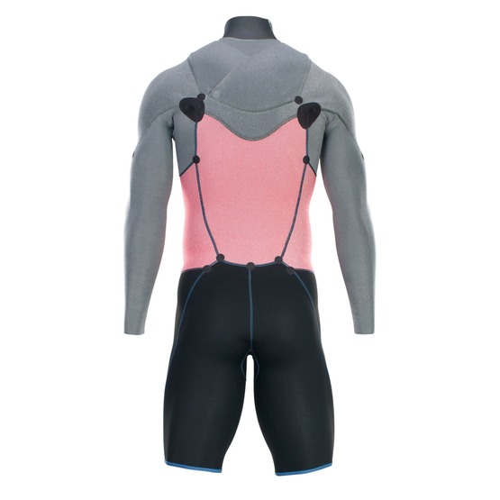 Mens wetsuit ION Element 2/2 Shorty LS Front Zip Cascade-Blue