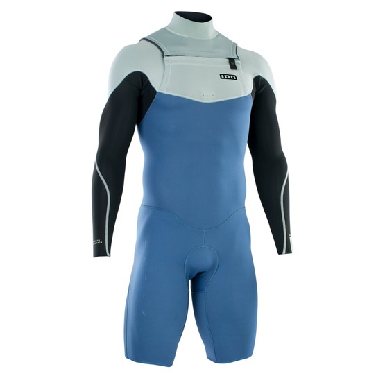 Mens wetsuit ION Element 2/2 Shorty LS Front Zip Cascade-Blue