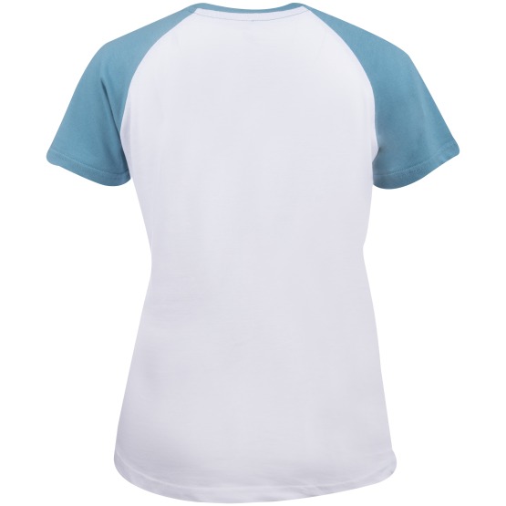 Womens T-Shirt JP-Australia Backprint White/Peacock Blue