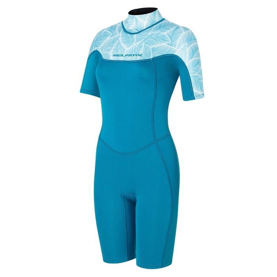Womens wetsuit NeilPryde Spark S/S Shorty 2/2 BZ Petrol / Floral