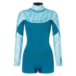 Womens wetsuit NeilPryde Spark L/S Spring Low Cut 2/2 BZ Petrol / Floral